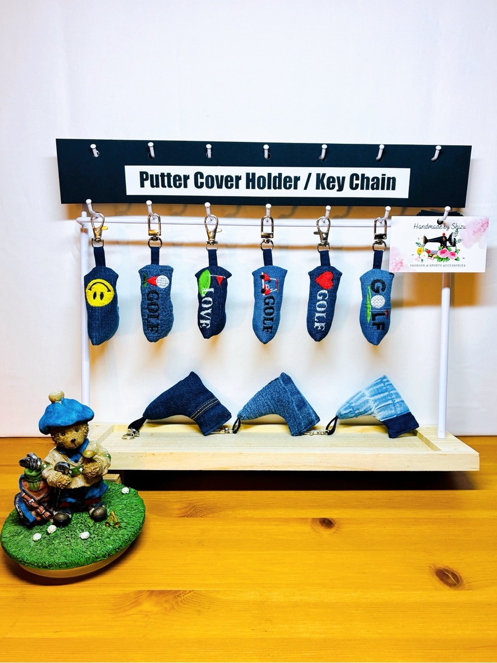 Golf Putter Head Cover Holder / Key Chain Mini Blade & Half-Mallet  Handmade By